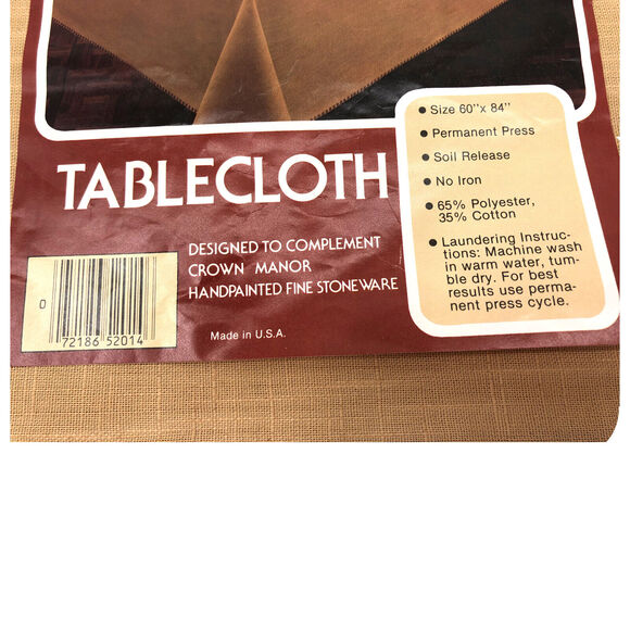VTG Crown Manor Tablecloth 60" X 84" Brown Minimalist Cottagecore Cabin USA New - Picture 11 of 12